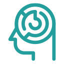 A line drawing of a person 's head with a maze in it.