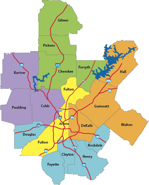 Atlant Metro Counties Map