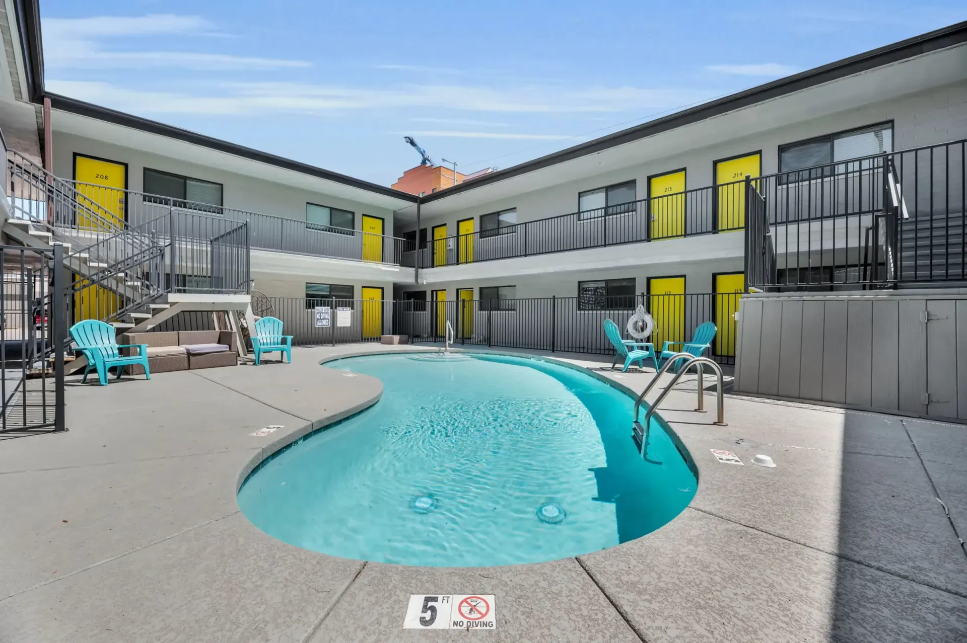 a swimming pool with the number 5 on it