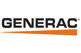 The logo for generac is orange and black on a white background.