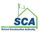 the logo for the nyc school construction authority , a house with a flag on the roof .