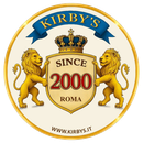 Un logo circolare con bordo dorato e un nastro blu con la scritta 