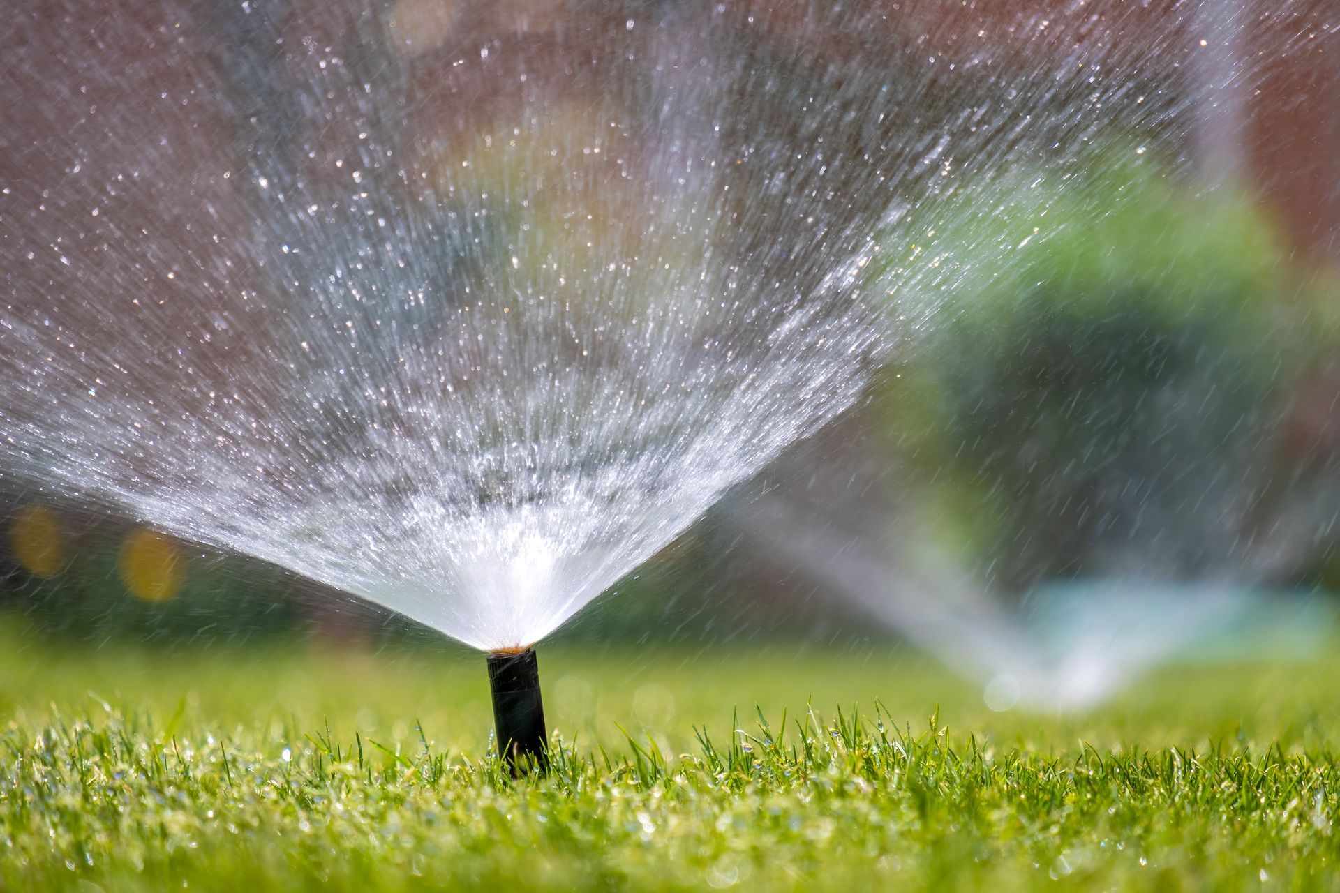 Up-close Photo of our advanced sprinkler/irrigation system in action