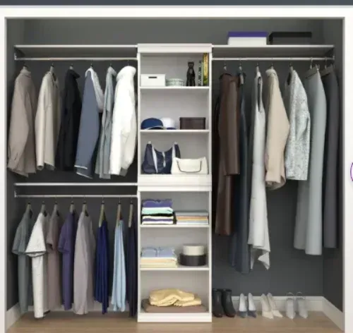 A closet filled with lots of clothes and shoes
