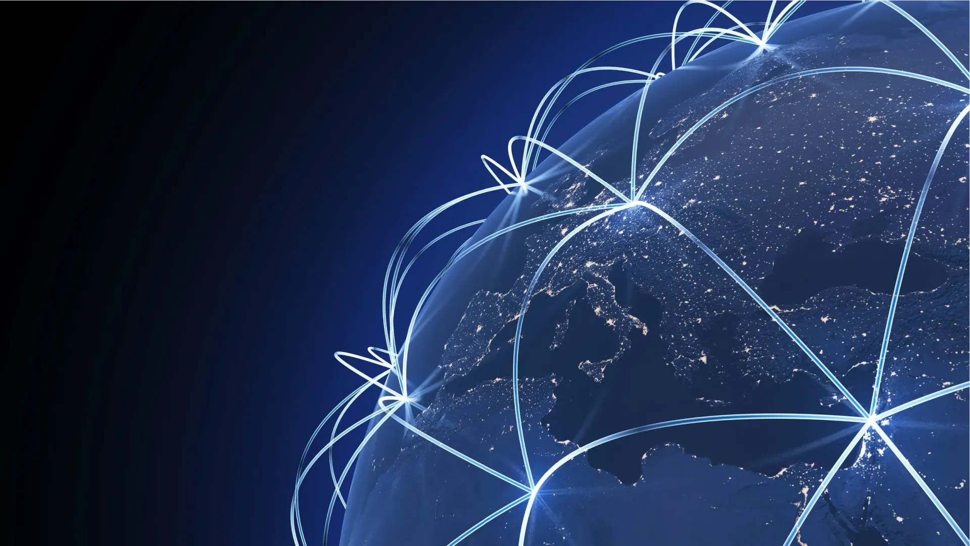 A globe with a lot of lines connected to it