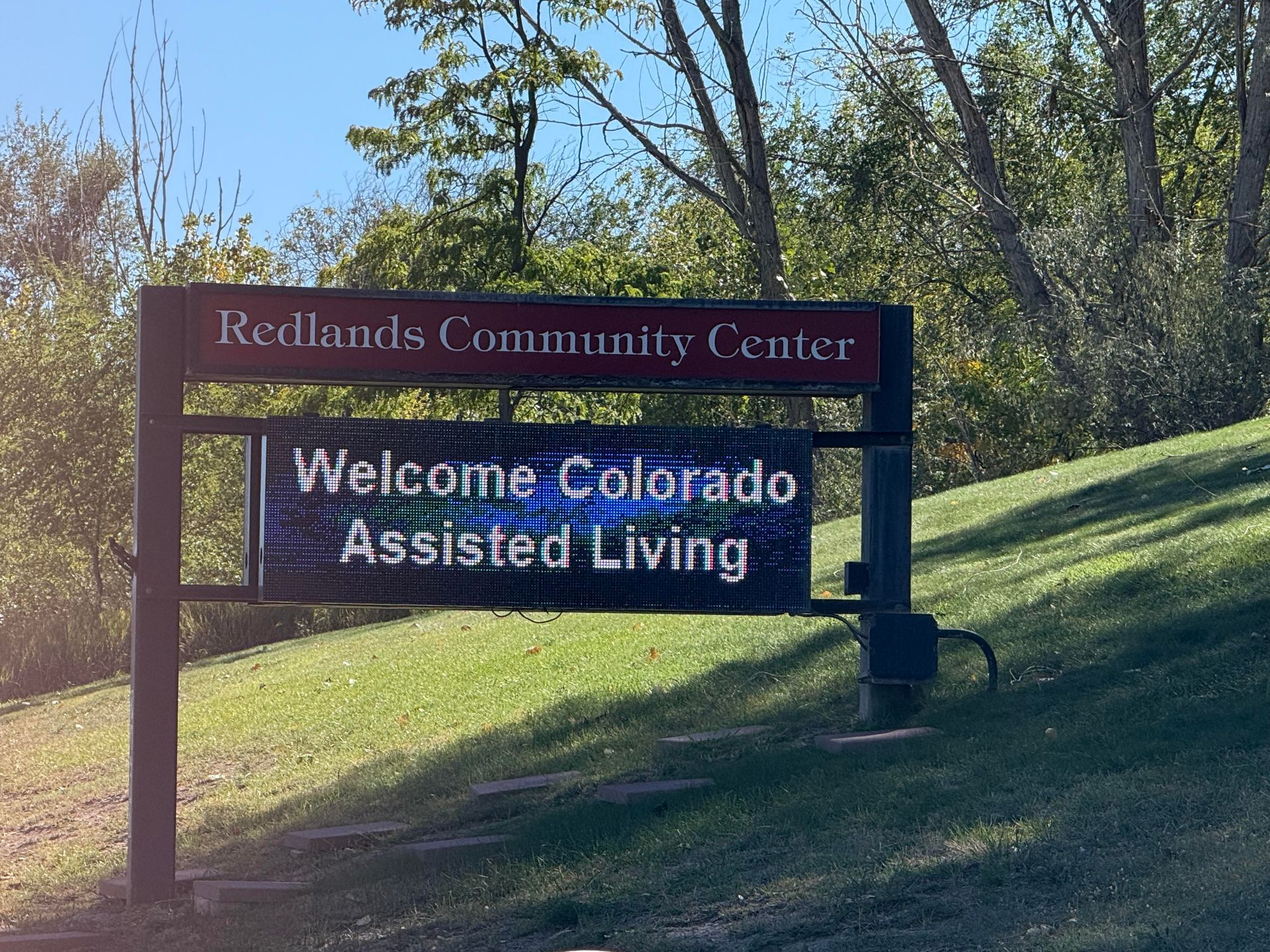 Sign for Redlands Community Center with text 