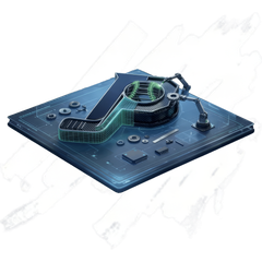 3D futuristic hologram of a robotic hand on a blue circuit board with glowing green data lines