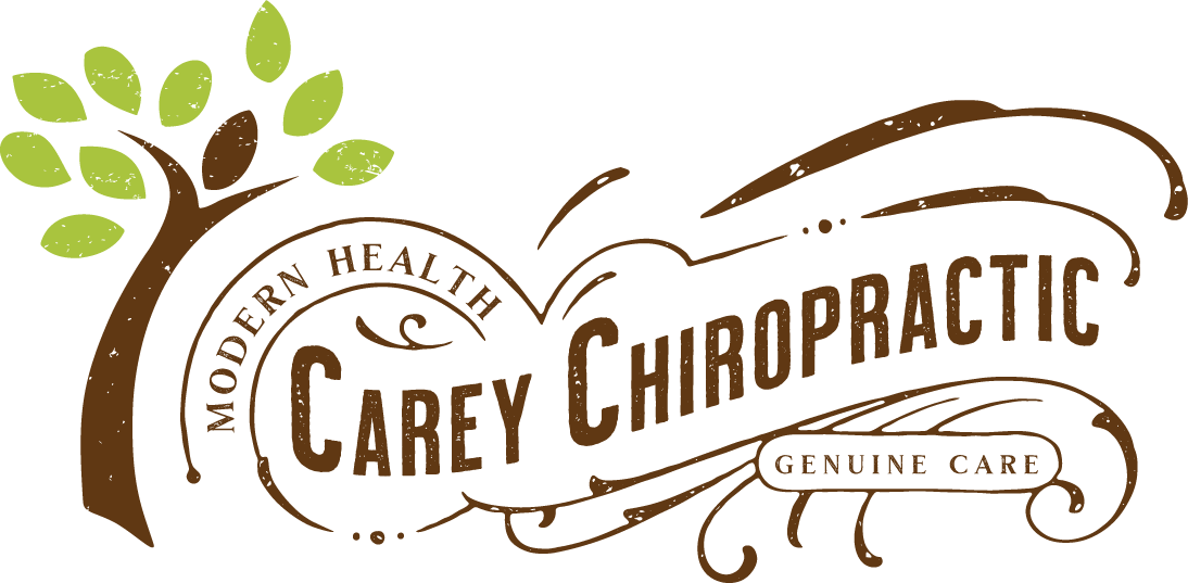 Logo for Carey Chiropractic with a tree, text 