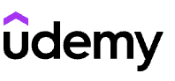 Udemy logo with a purple upward arrow above the word