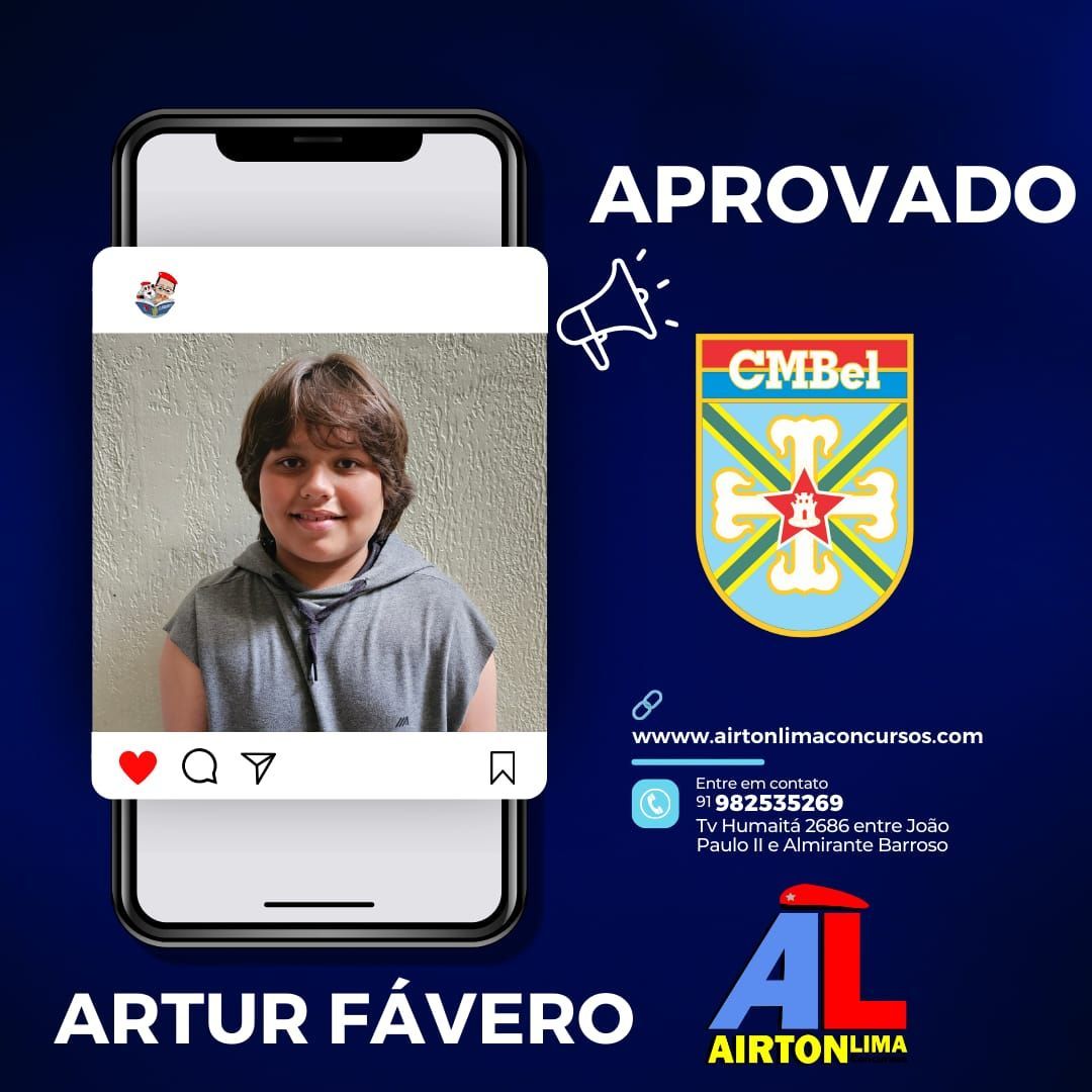 Foto de um menino, aprovada para o CMBel. Anúncio por telefone com logotipo e informações de contato.