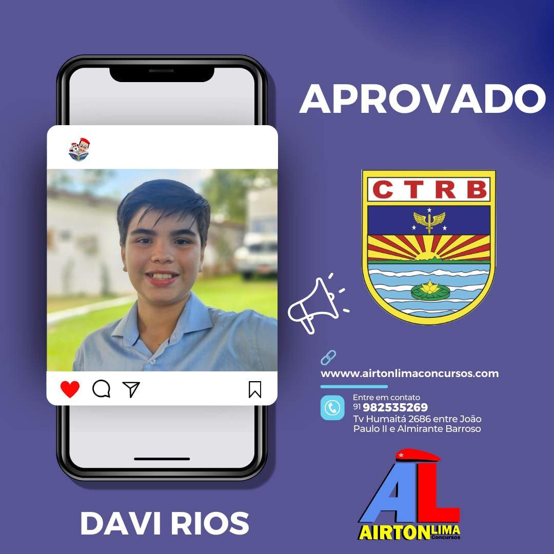 Um homem sorridente aprovado no CTRB, em destaque na tela de um celular com um logotipo e um texto.