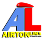 A blue red and yellow logo for airton lima concursos