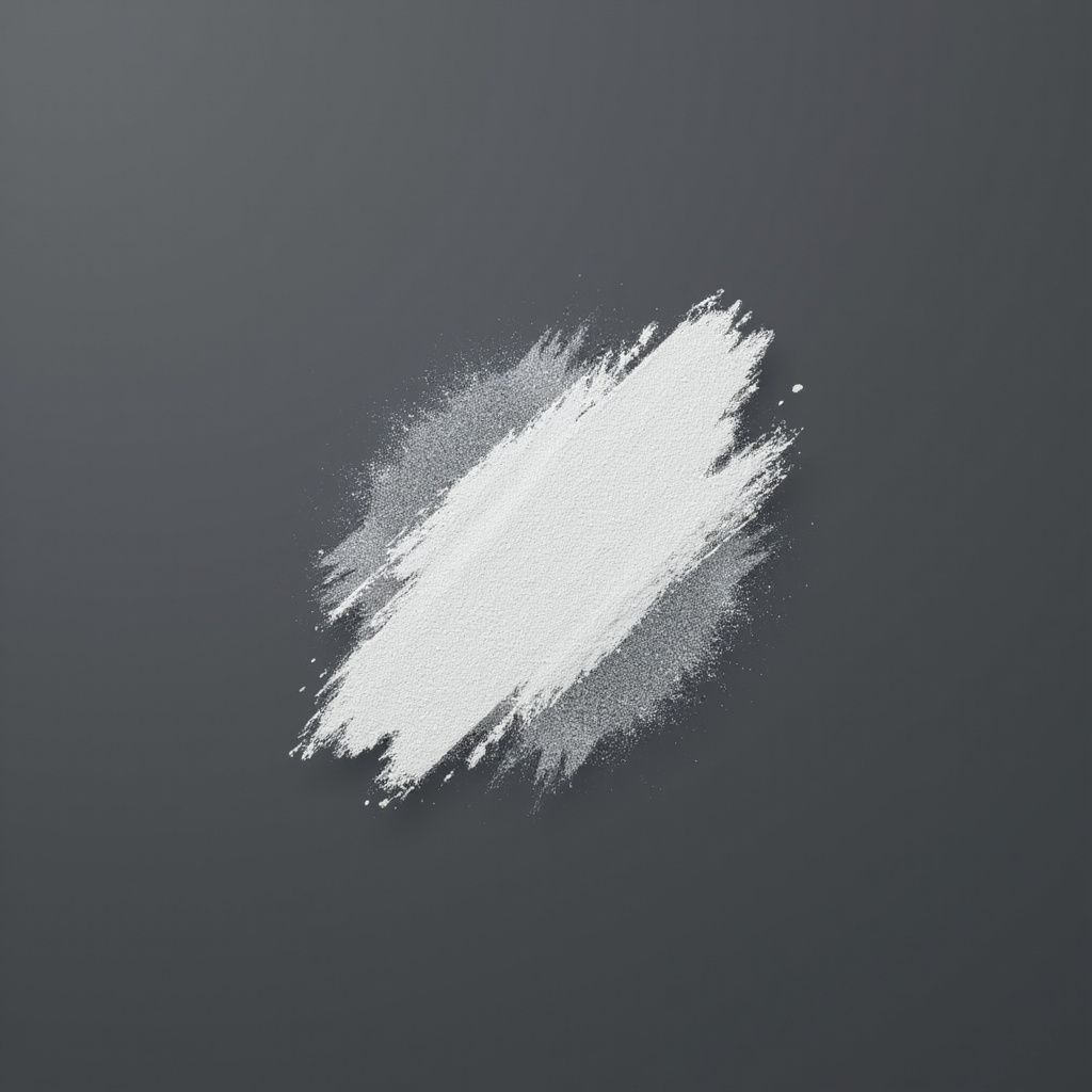 White powder brushed diagonally on a gray background.