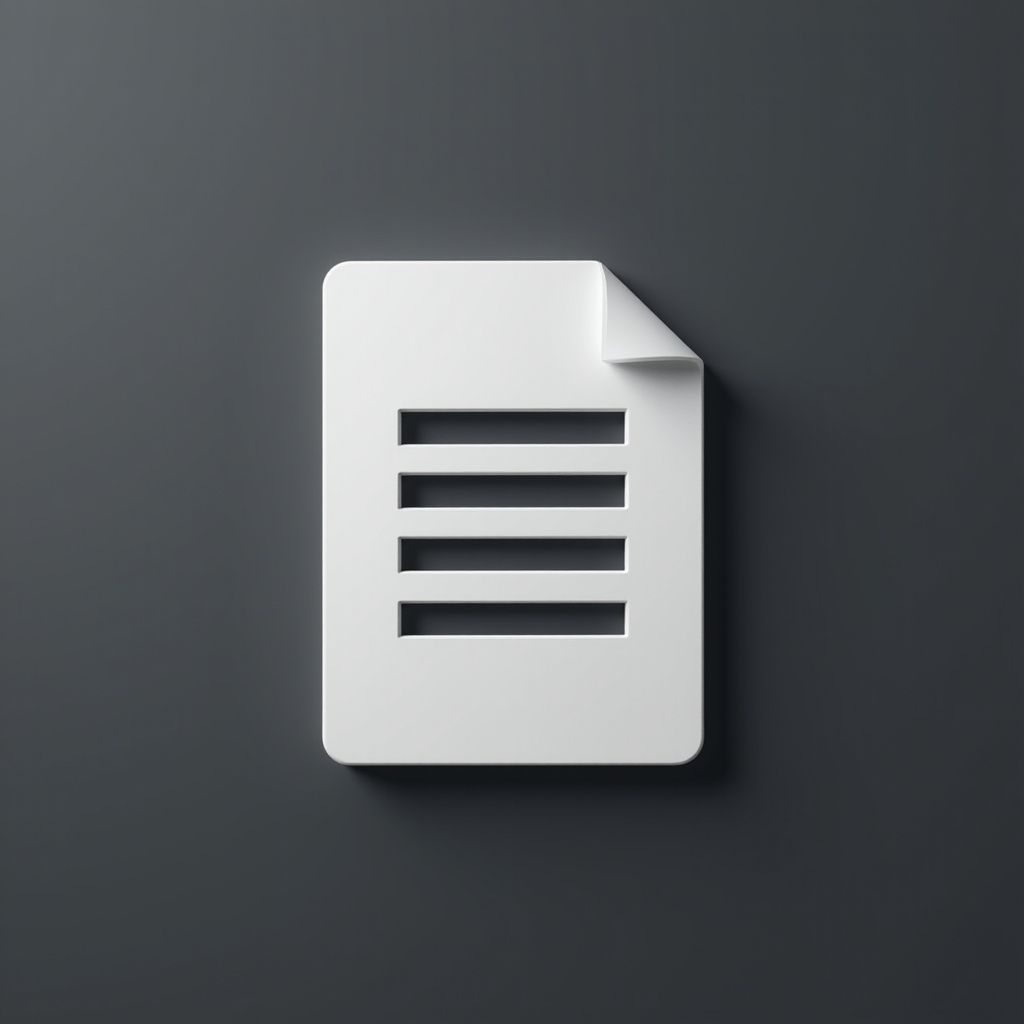 White document icon with curled corner and horizontal lines on gray background.
