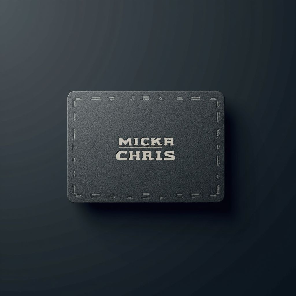 Dark gray leather wallet with white stitched border and 