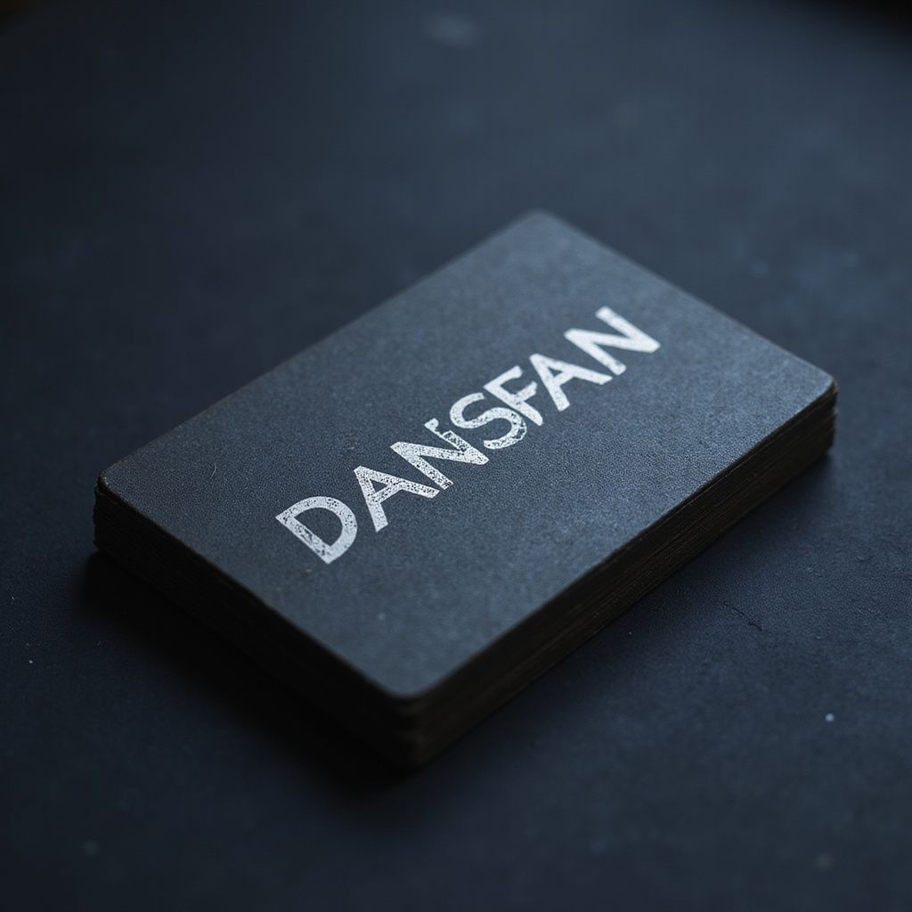 A stack of black cards with 