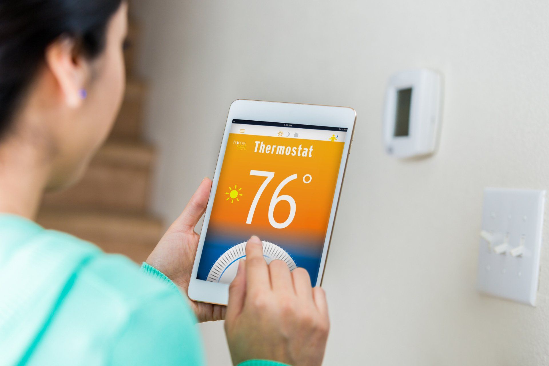 Thermostat control panel to control home's temperature
