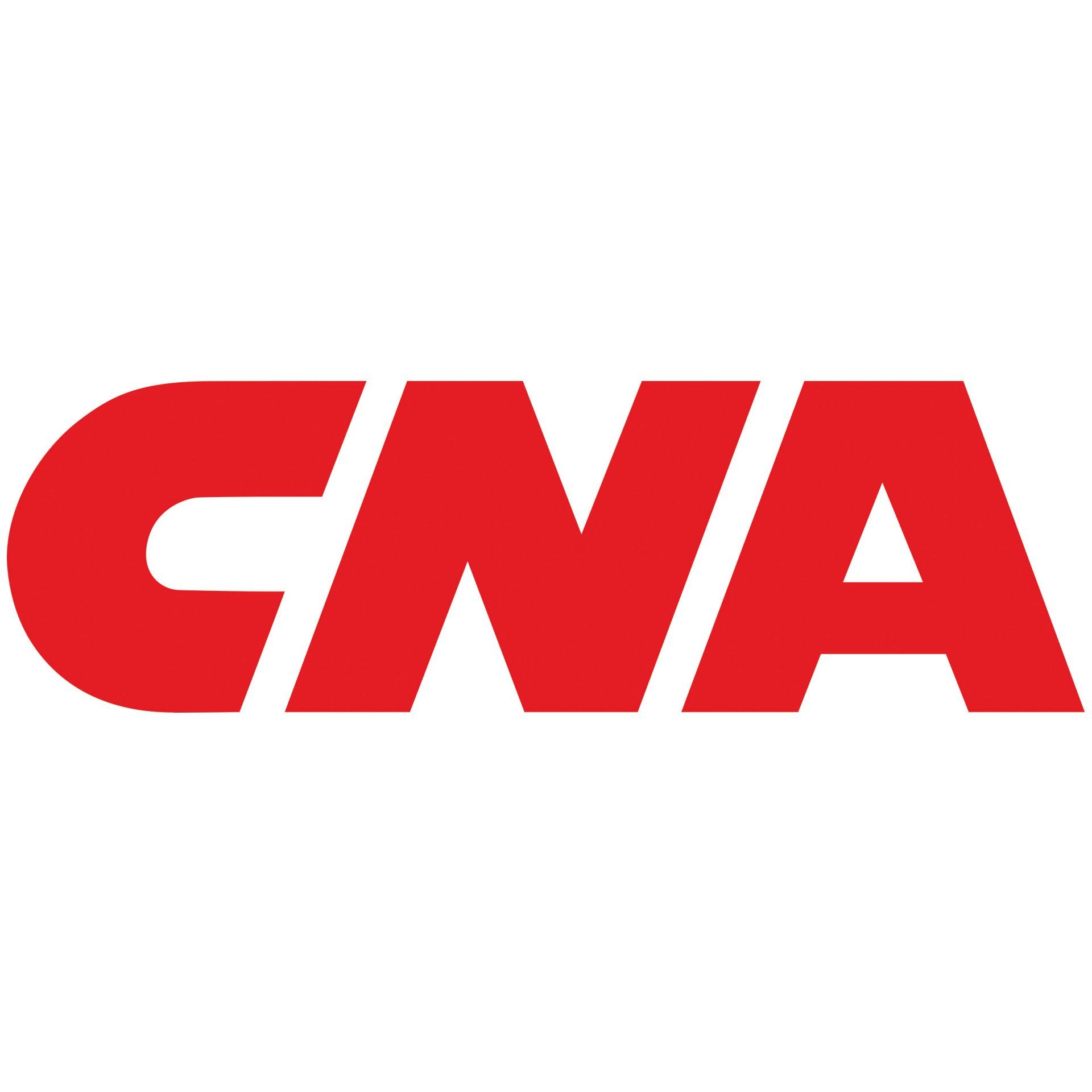 A red cna logo on a white background