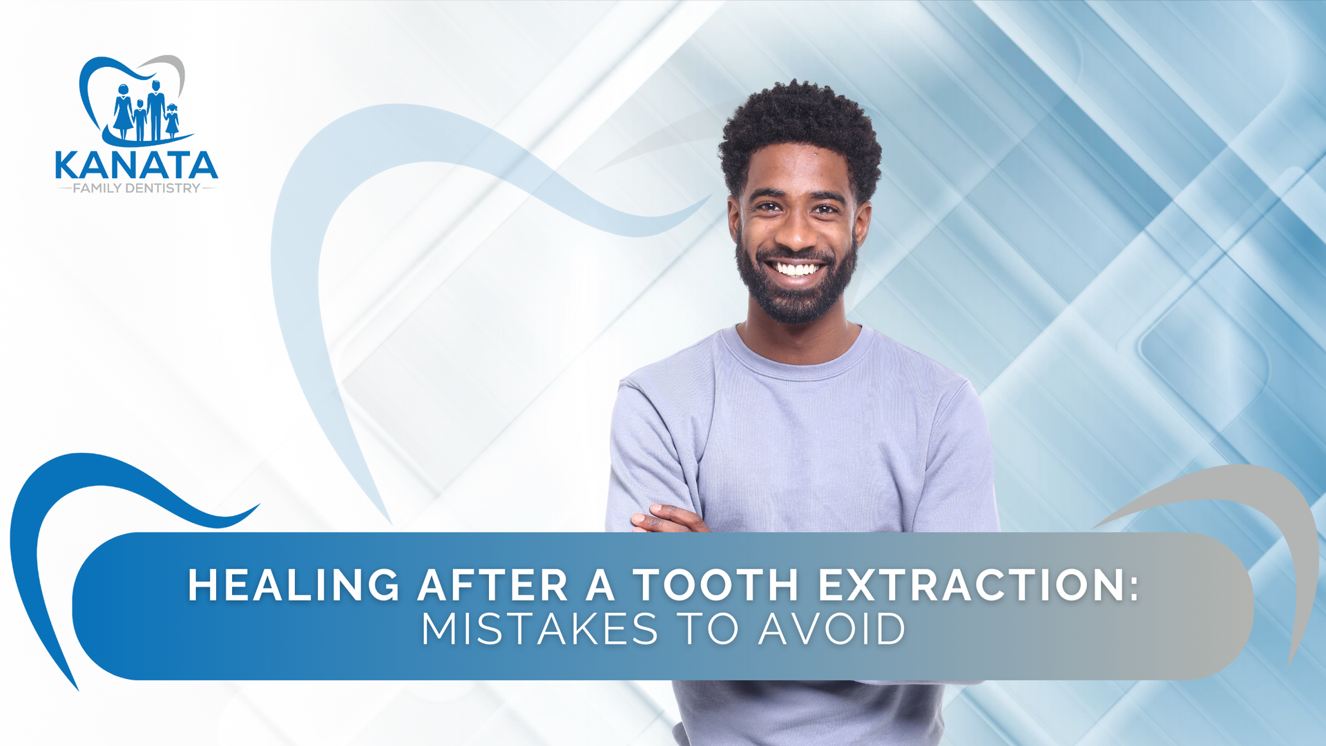 A man is smiling after a tooth extraction.