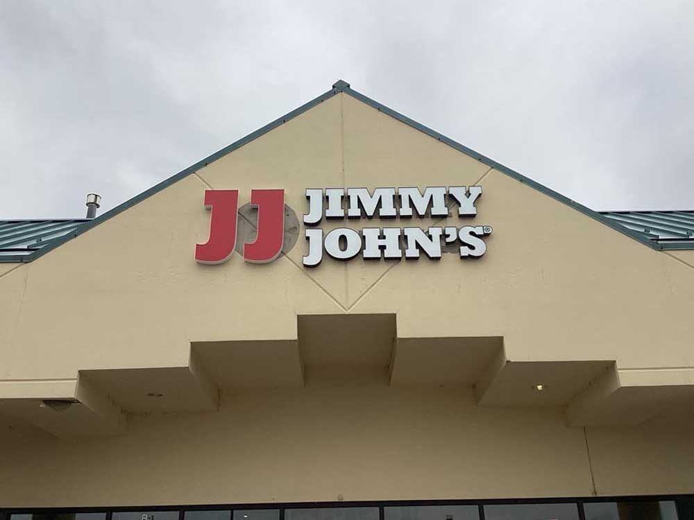 Jimmy John's storefront with red 