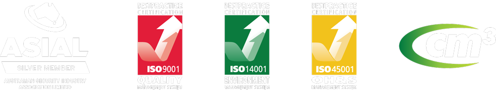 A red green and yellow iso logo with arrows pointing up