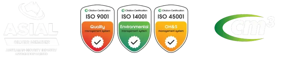 A red green and yellow iso logo with arrows pointing up