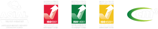 A red green and yellow iso logo with arrows pointing up