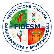 Logo of the Federazione Italiana Danza Sportiva e Sport Musicali (FIDESM): a circular emblem with text, dancers, and musical notes.