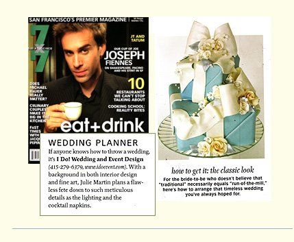 A man drinking coffee on the cover of a wedding planner magazine