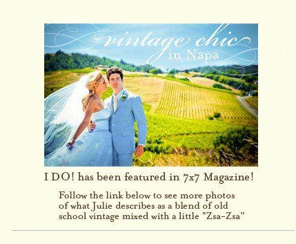 A bride and groom are featured in a vintage chic in napa magazine