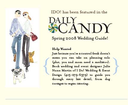 An advertisement for daily candy spring 2008 wedding guide