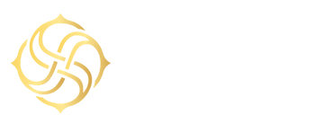 A stylized gold emblem featuring four interlocking, curved lines forming a square-like shape on a white background.