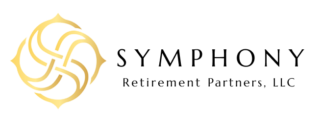 The logo for Symphony Retirement Partners, LLC featuring a gold, interwoven, four-pointed abstract symbol next to the text.