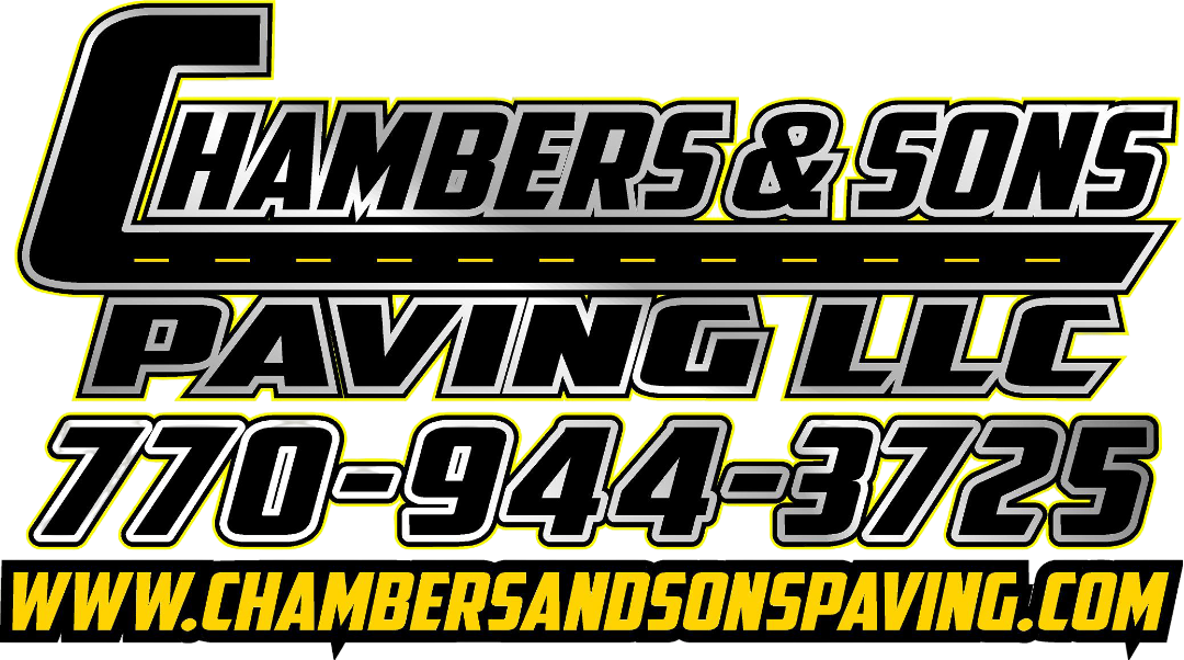 The logo for chambers & sons paving llc is black and white.