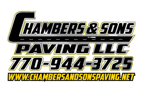 The logo for chambers & sons paving llc is black and white.