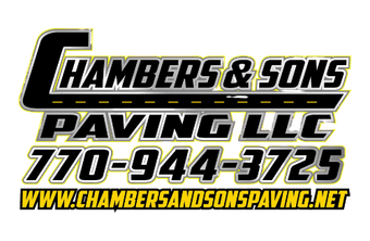 The logo for chambers & sons paving llc is black and white.