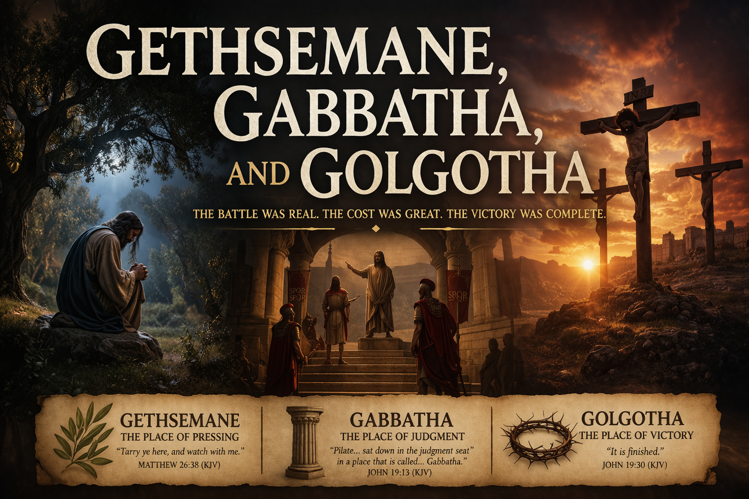 gethsemane, gabbatha, golotha