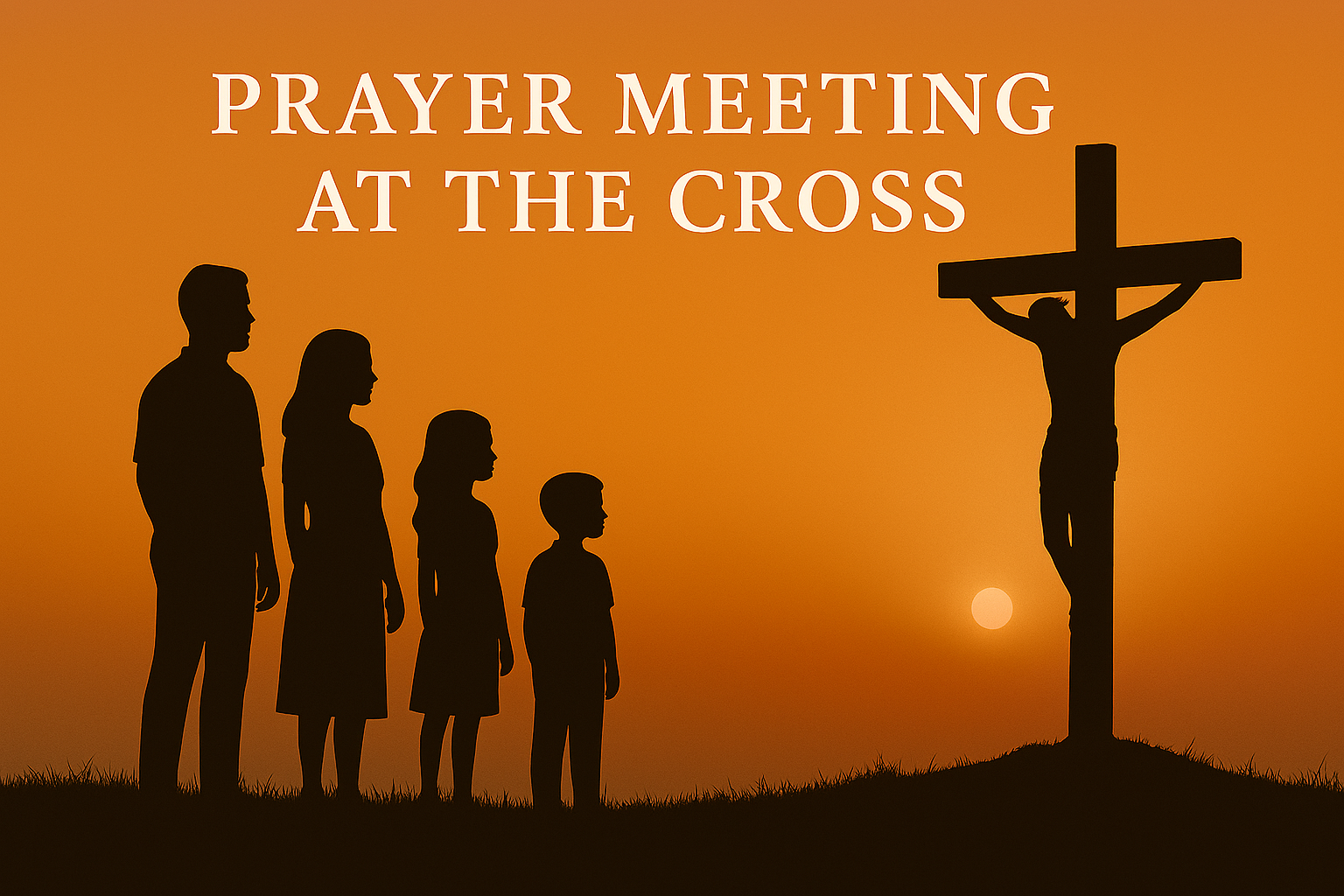 family looking at the cross