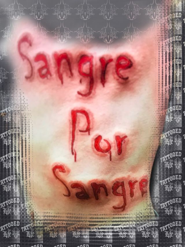 A poster with the words sangre por sangre written on it