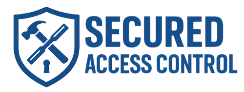 Logo: Blue shield with a hammer, chisel and key, text 