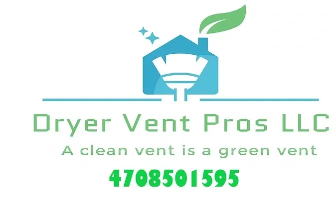 Logo for Dryer Vent Pros LLC: blue house with a cleaning tool, green leaf, phone number.