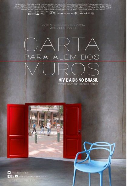 A poster for carta para alem dos muros with a blue chair