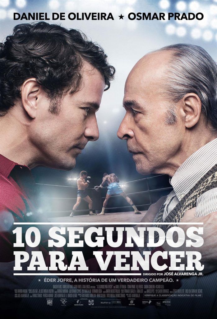 Um pôster do filme de 10 segundos para vencer mostra dois homens lado a lado em um ringue de boxe.
