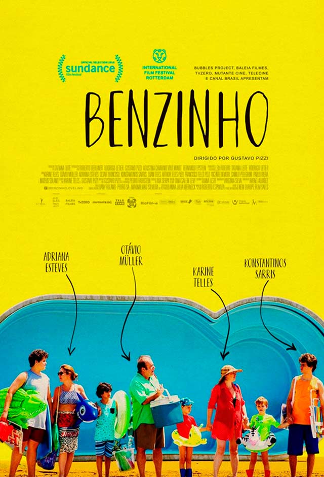 Cartaz do filme Benzinho mostra um grupo de pessoas na praia