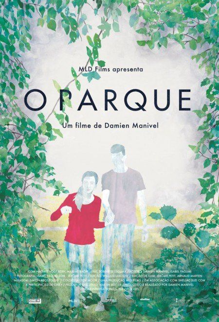 Um pôster do filme oparque mostra um homem e uma mulher de mãos dadas
