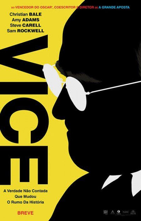 Um pôster de filme para vice com a silhueta de um homem usando óculos escuros