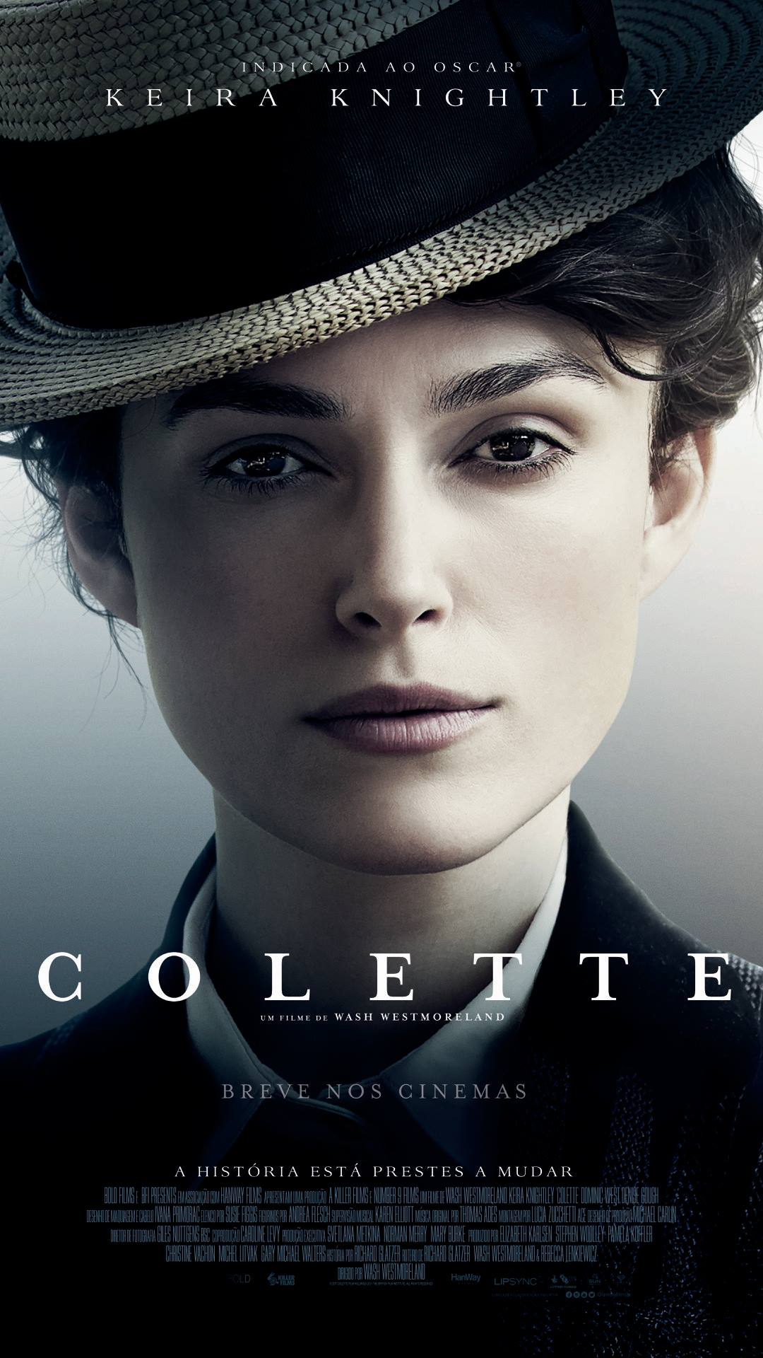 Um pôster do filme para Colette mostra uma mulher usando uma cartola