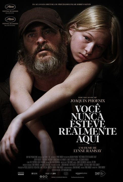 A movie poster for voce nunca esteve realmente aqui