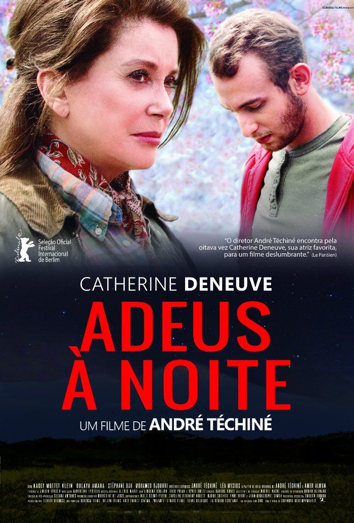 Um pôster do filme adeus a noite com uma mulher e um homem.