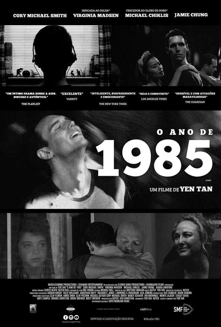 Um pôster de filme de 1985 mostra um homem abraçando outro homem